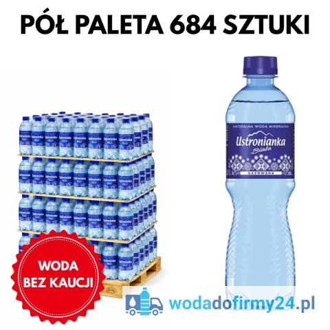 Ustronianka woda gazowana 0,5L pół paleta dla firm i biur.