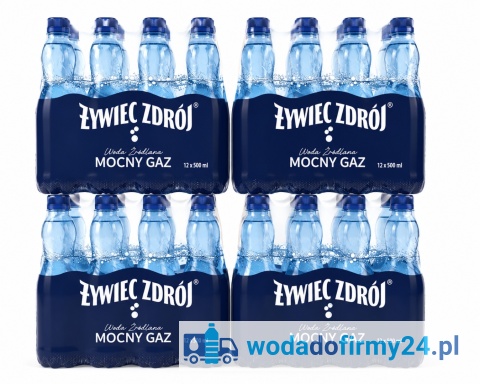 Żywiec Zdrój Mocno Gazowana 0,5L 48 Butelek 4 Zgrzewki | Woda Źródlana PET